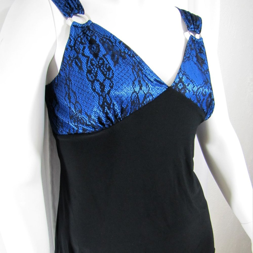 2XL Evogues Black & Blue Lace Snakeskin Top